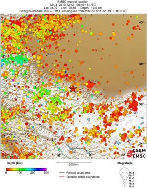 regional depth historical seismicity