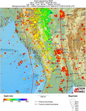 regional depth historical seismicity