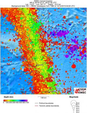 regional depth historical seismicity