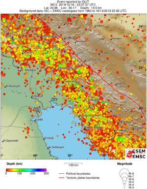 regional depth historical seismicity