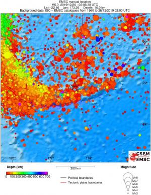 regional depth historical seismicity