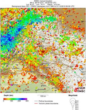 regional depth historical seismicity