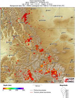 regional depth historical seismicity