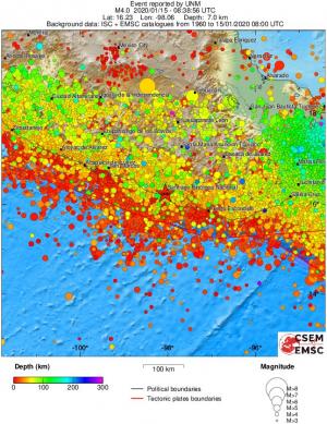 regional depth historical seismicity