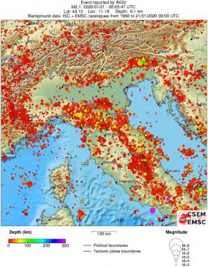 regional depth historical seismicity