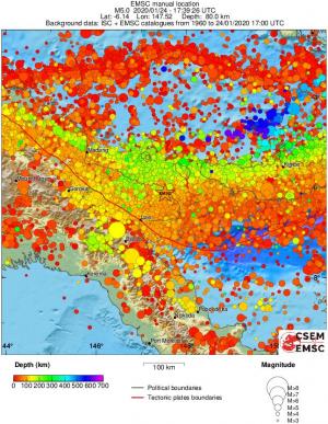 regional depth historical seismicity