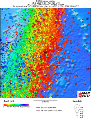 regional depth historical seismicity
