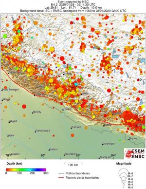 regional depth historical seismicity