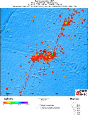 regional depth historical seismicity
