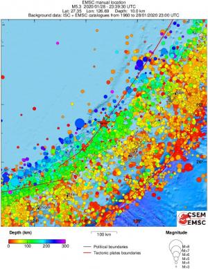 regional depth historical seismicity