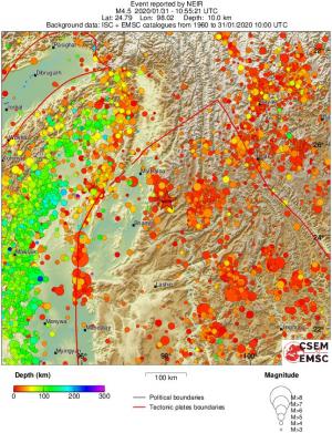 regional depth historical seismicity