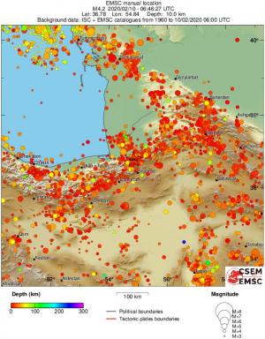 regional depth historical seismicity