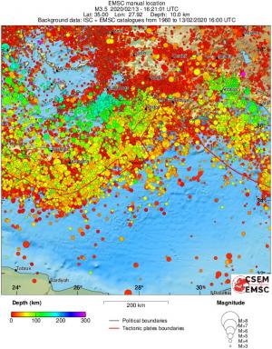 regional depth historical seismicity