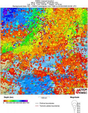 regional depth historical seismicity