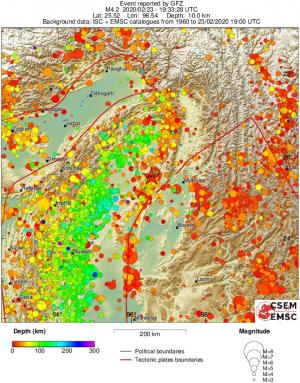 regional depth historical seismicity