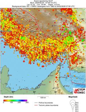 regional depth historical seismicity