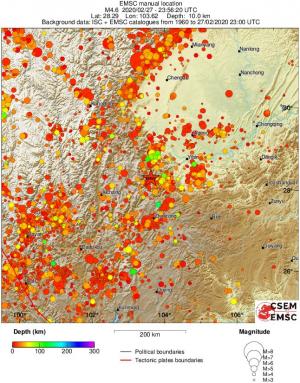 regional depth historical seismicity