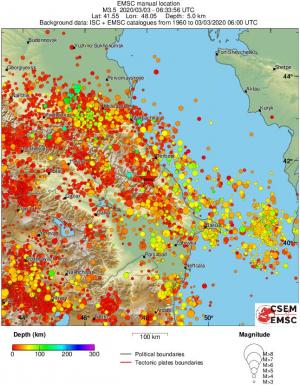 regional depth historical seismicity