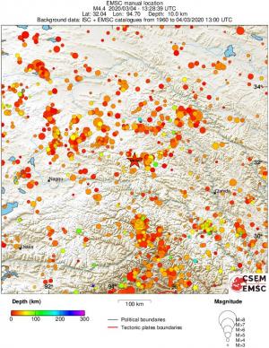regional depth historical seismicity