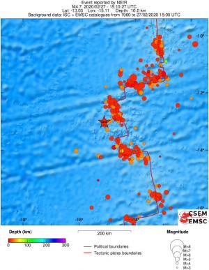 regional depth historical seismicity