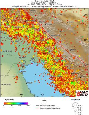 regional depth historical seismicity