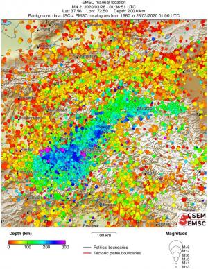 regional depth historical seismicity