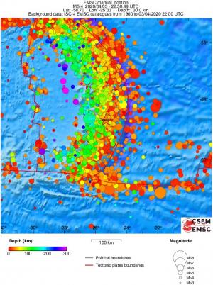 regional depth historical seismicity
