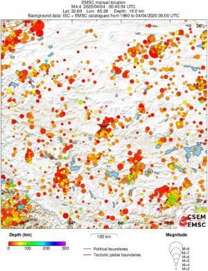 regional depth historical seismicity