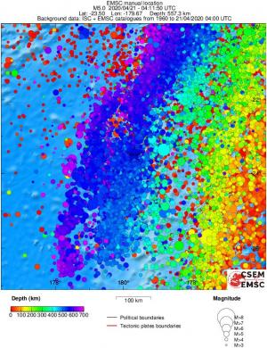 regional depth historical seismicity