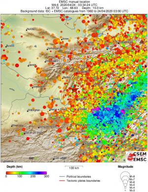 regional depth historical seismicity