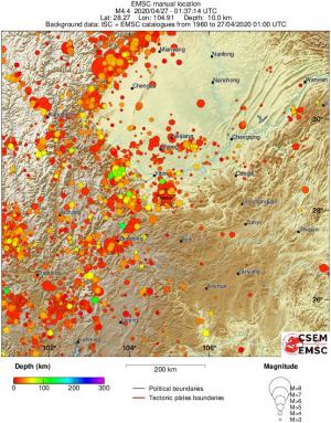 regional depth historical seismicity