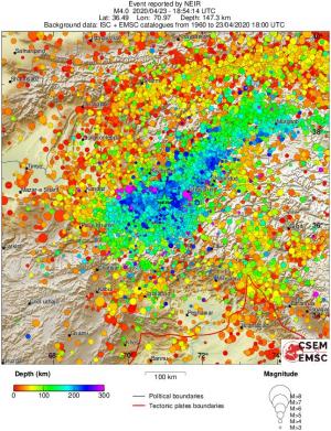 regional depth historical seismicity
