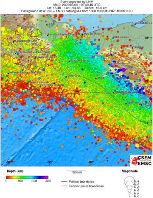 regional depth historical seismicity