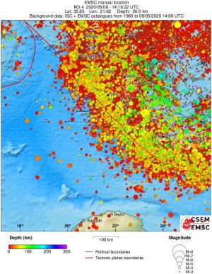 regional depth historical seismicity
