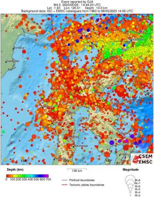 regional depth historical seismicity