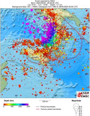 regional depth historical seismicity