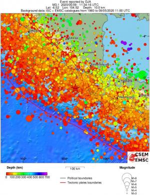 regional depth historical seismicity