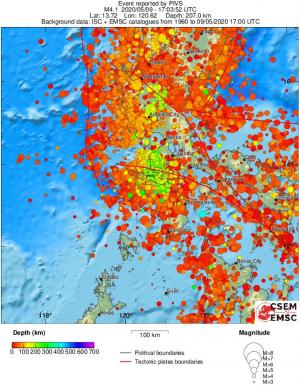 regional depth historical seismicity