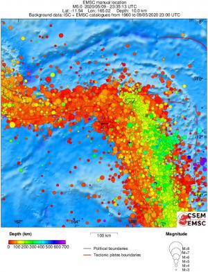 regional depth historical seismicity