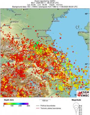 regional depth historical seismicity