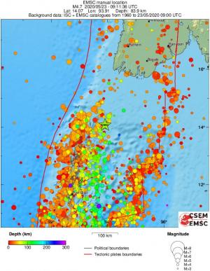 regional depth historical seismicity