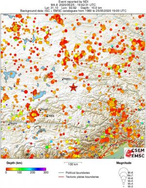 regional depth historical seismicity
