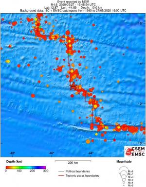regional depth historical seismicity