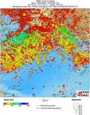 regional depth historical seismicity