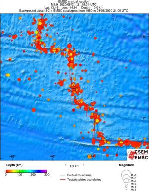 regional depth historical seismicity