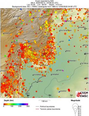 regional depth historical seismicity