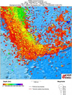 regional depth historical seismicity