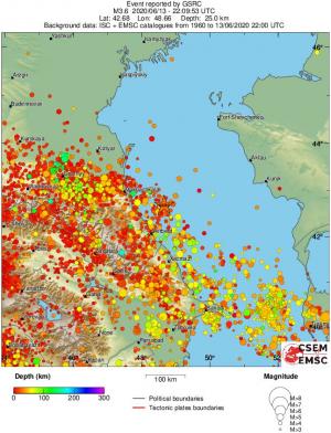 regional depth historical seismicity