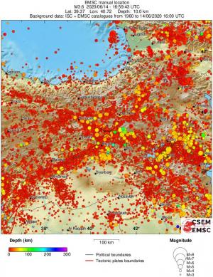 regional depth historical seismicity