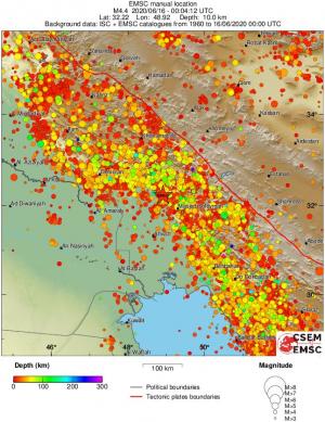 regional depth historical seismicity